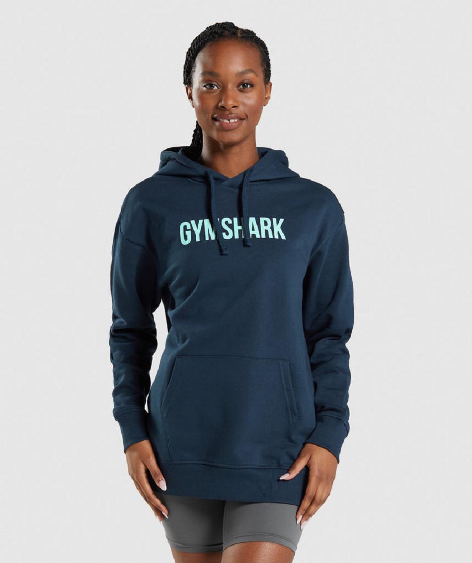 Gymshark Apollo Oversized Ženske Majica S Kapuljačom Tamnoplave | HR 3553TCE